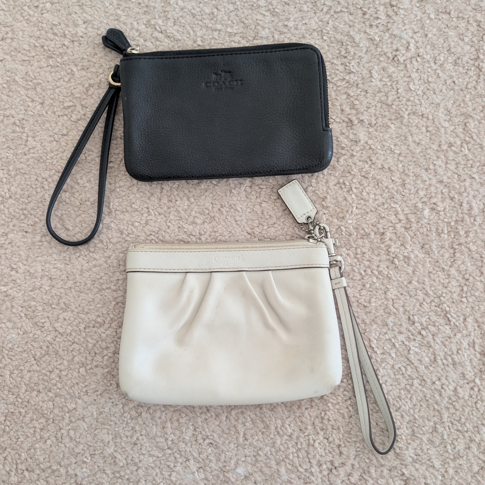 Coach Black and Cream Wristlet Duo